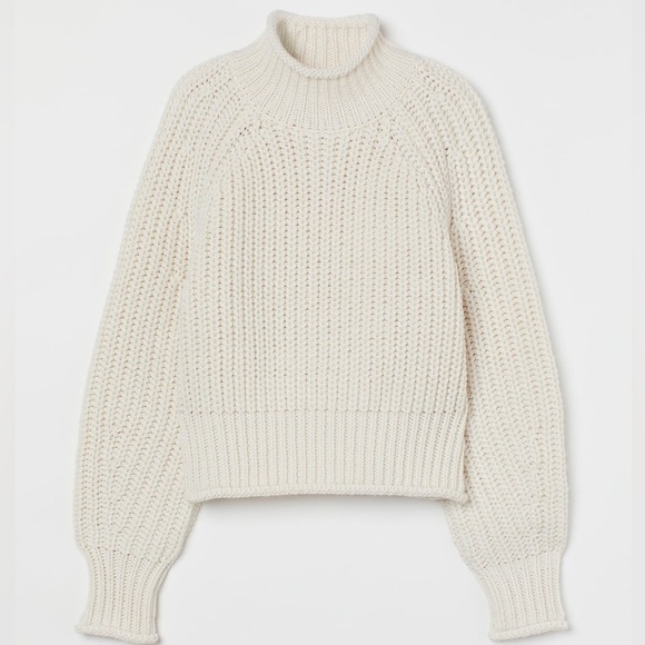 H&M Sweaters - H&M Cream Cowl Neck Sweater with Balloon Sleeves